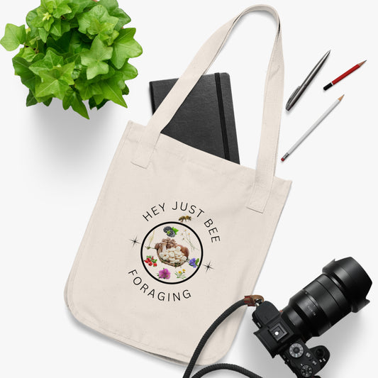 Hey Just Bee Foraging Organic Canvas Tote Bag