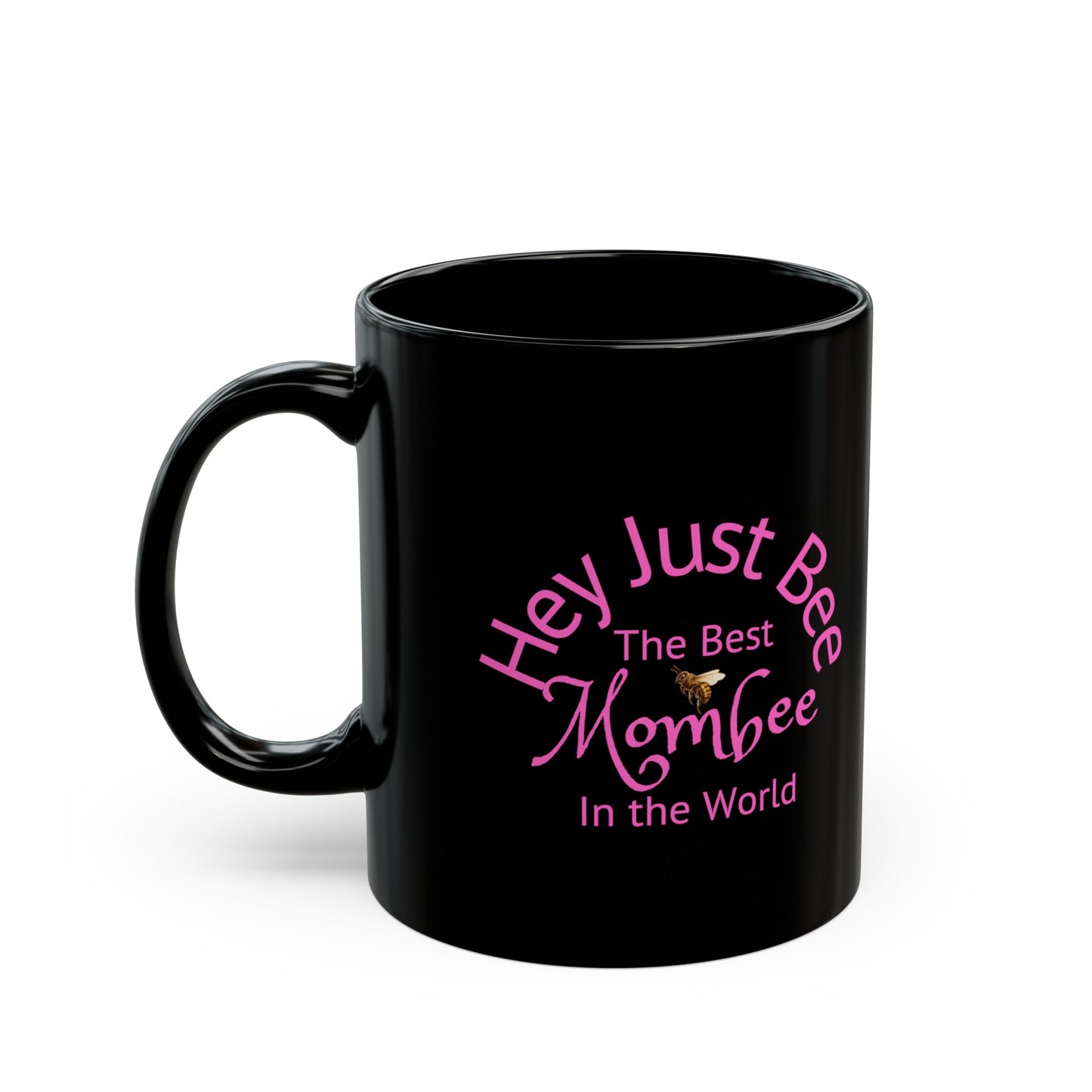 Best Mombee Black Mug (Pink)