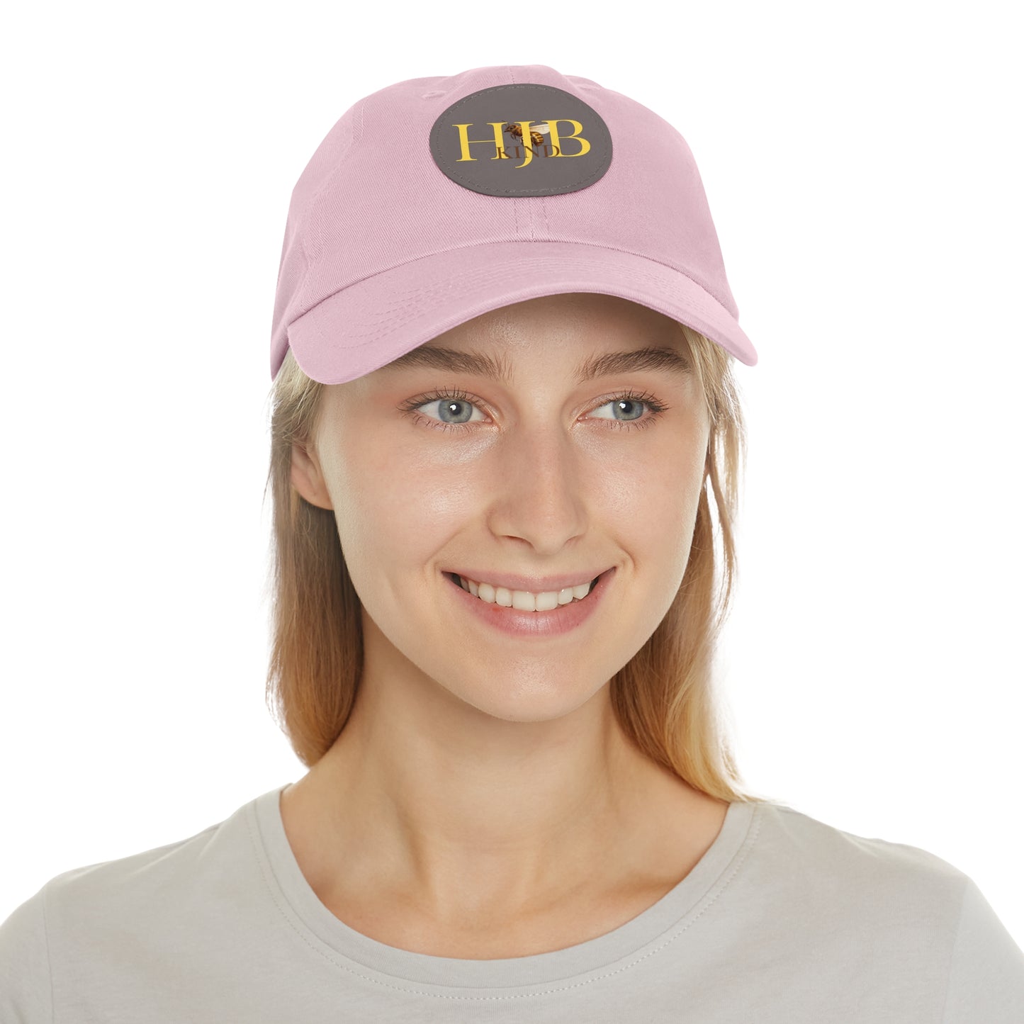 Hey Just Bee Kind Dad Hat with Leather Patch (Round)