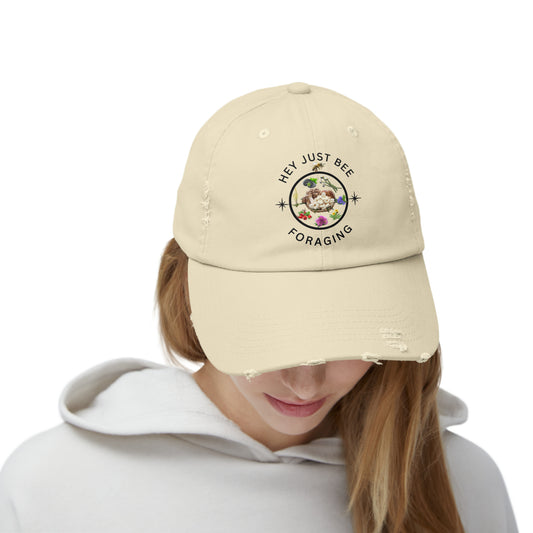 Hey Just Bee Foraging Unisex Distressed Cap