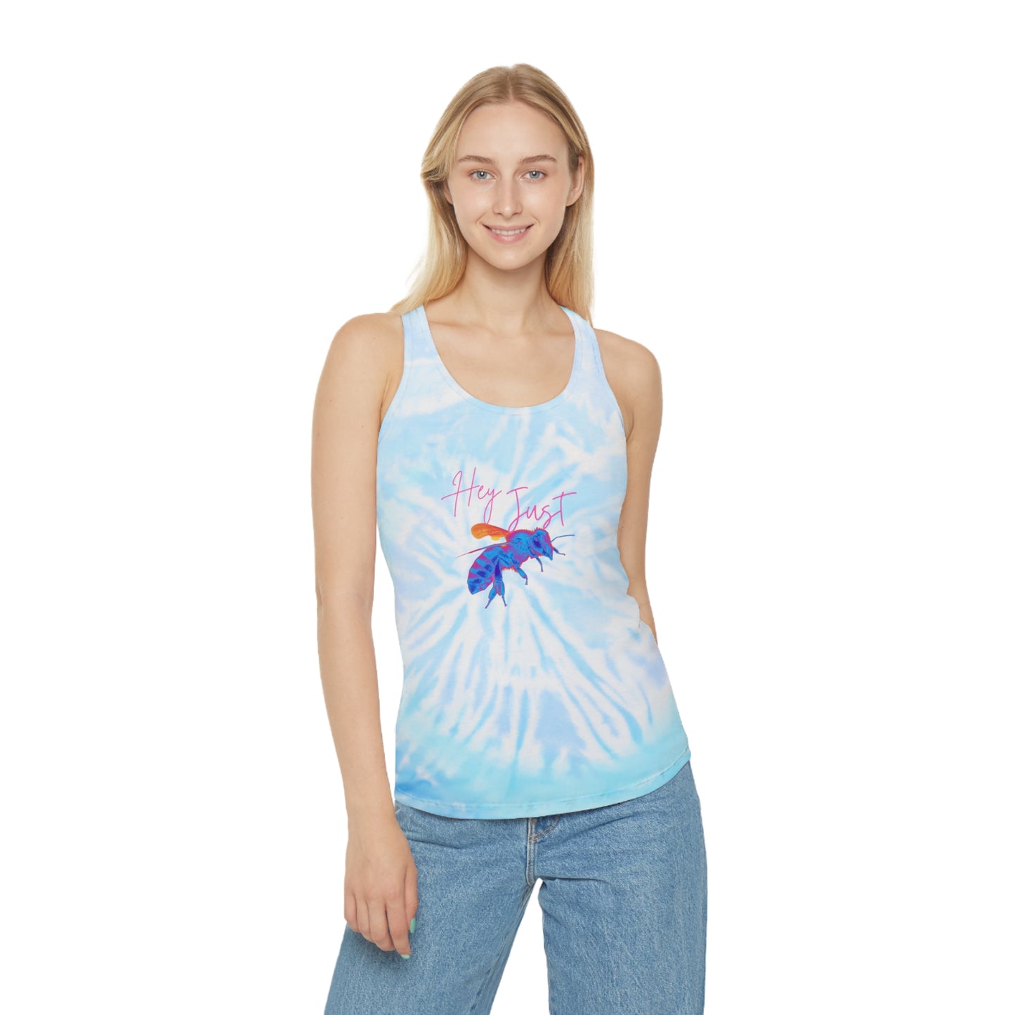 Hey Just Bee(Neon)Tye Dye Racerback Tank Top