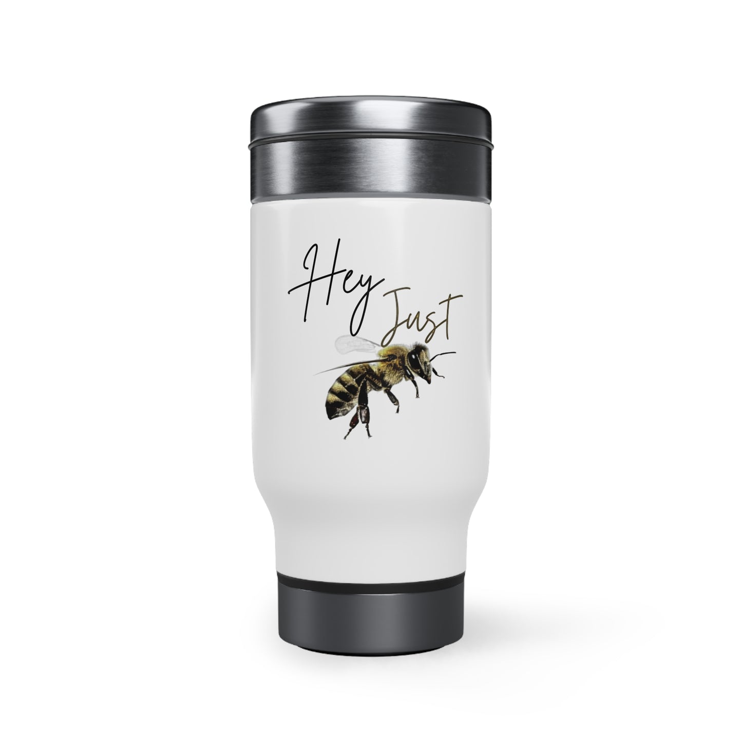 Hey Just Bee Stainless Steel Travel Mug with Handle, 14oz