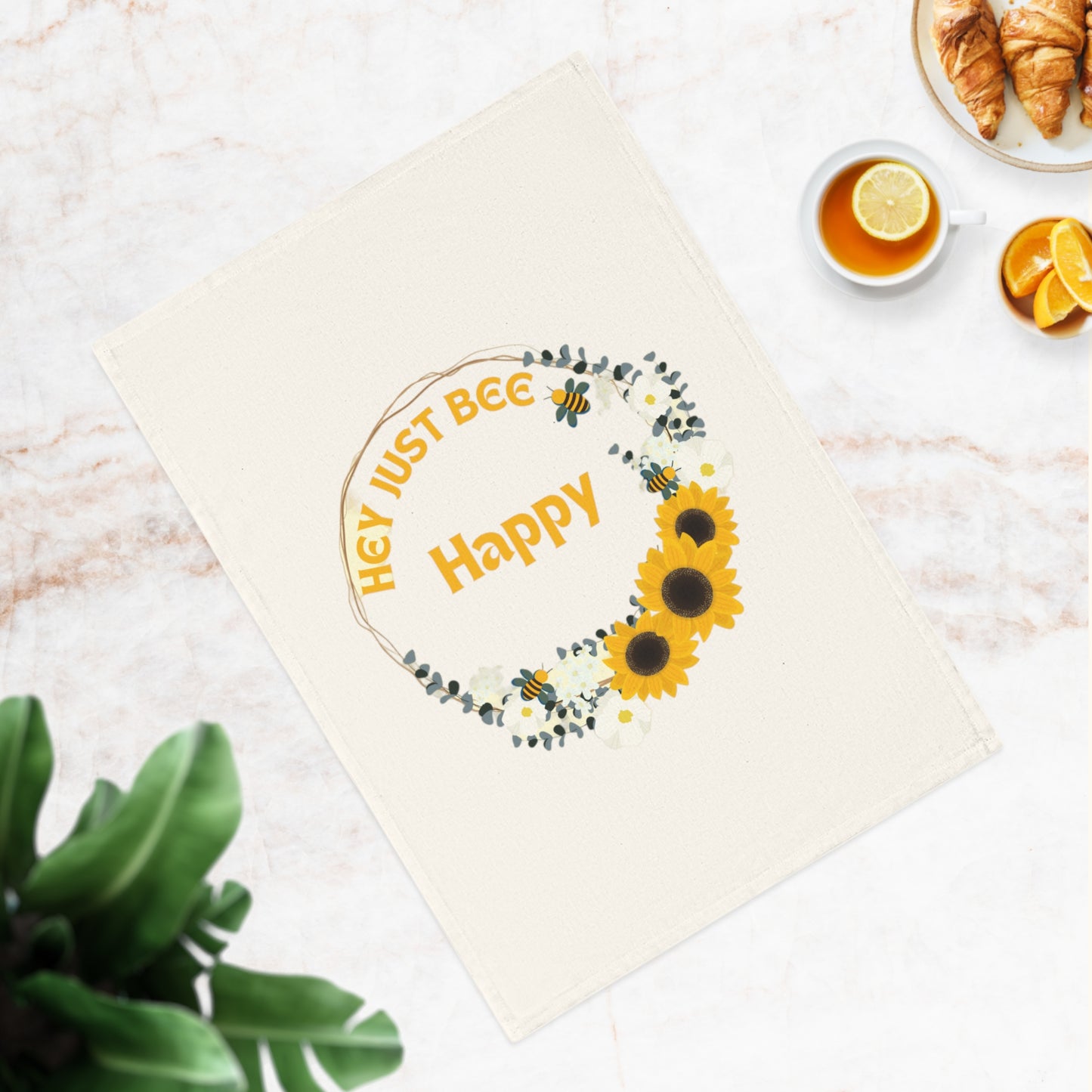 Hey Just Bee Happy-Cotton Tea Towel