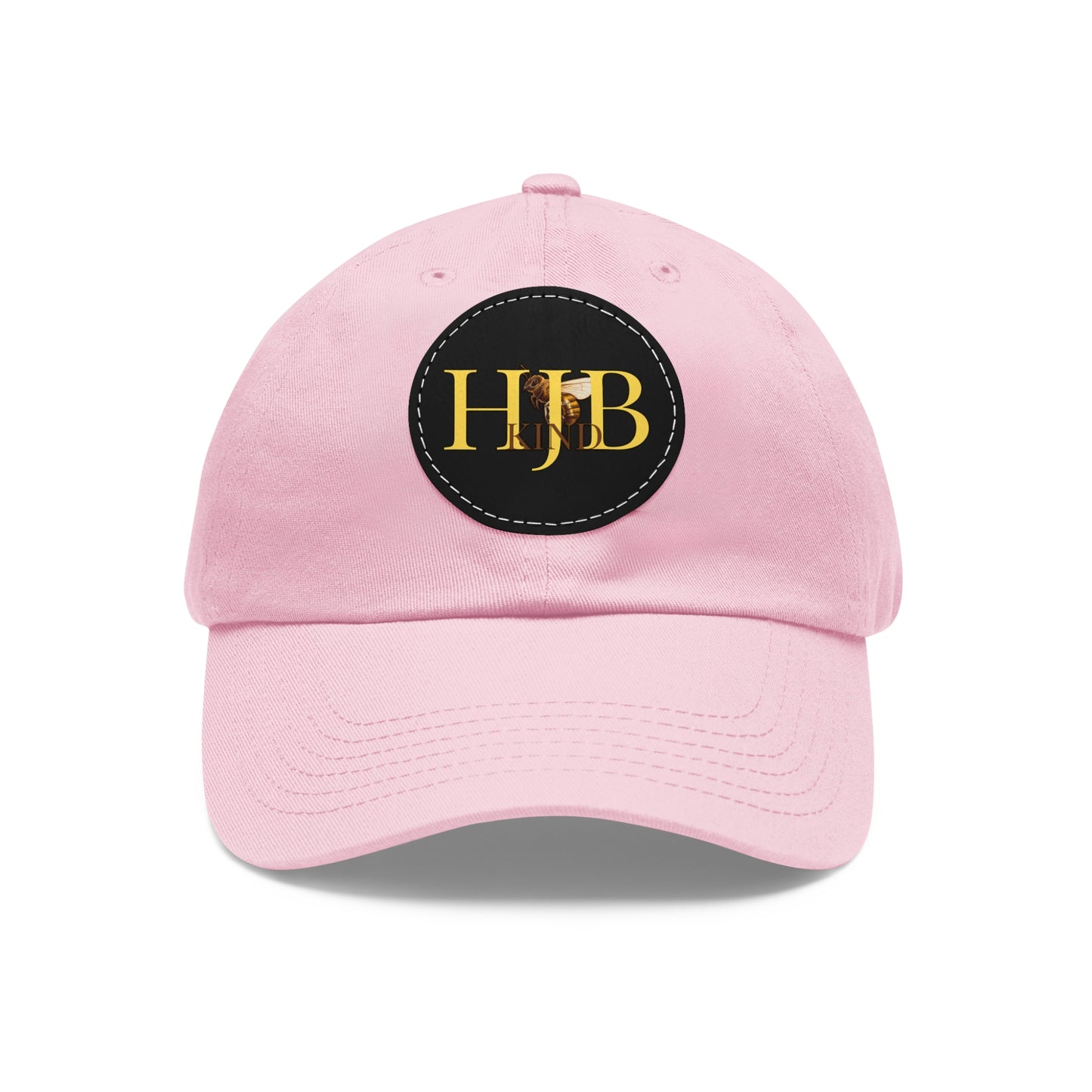 Hey Just Bee Kind Dad Hat with Leather Patch (Round)