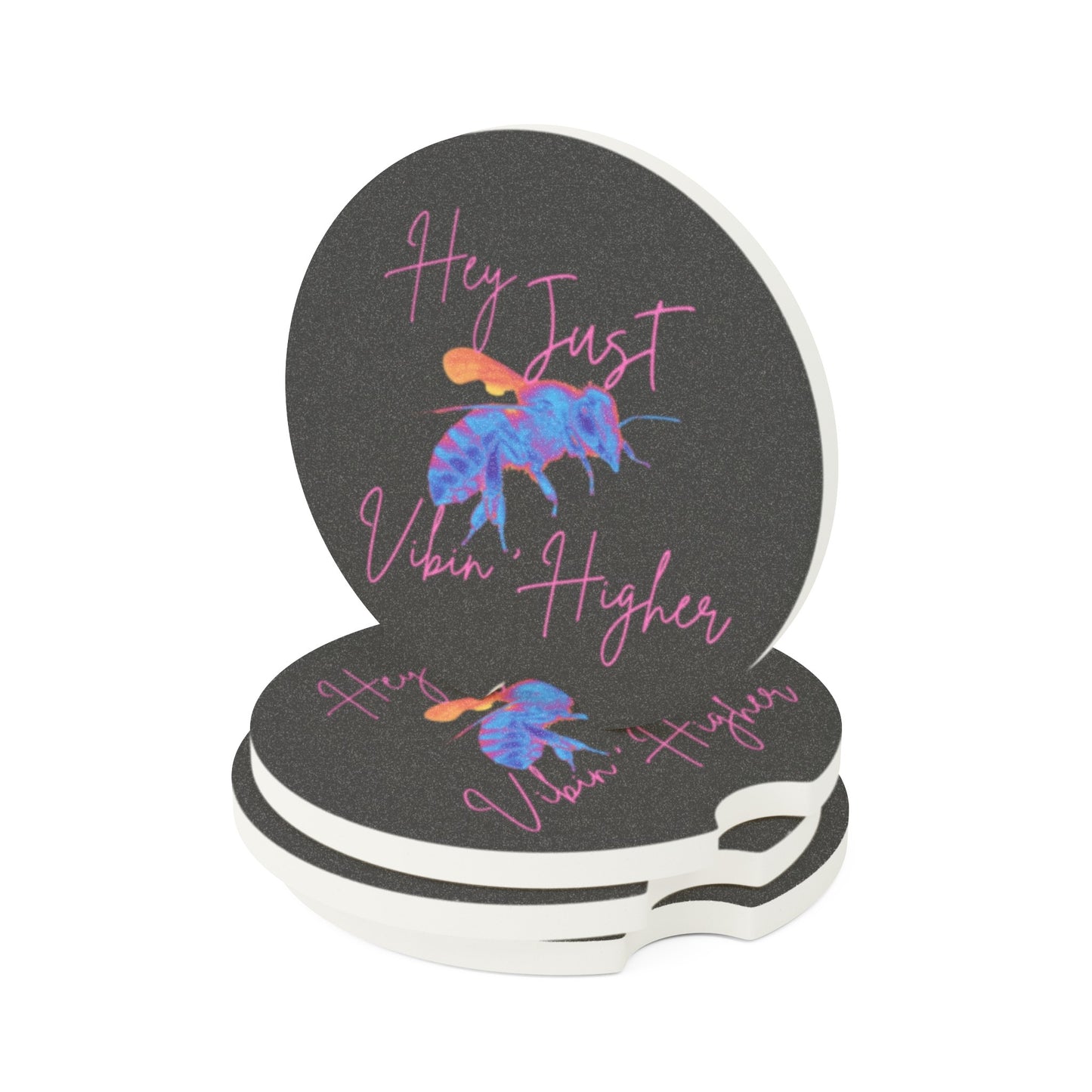 Hey Just Bee Vibin' Higher Soapstone Car Coaster