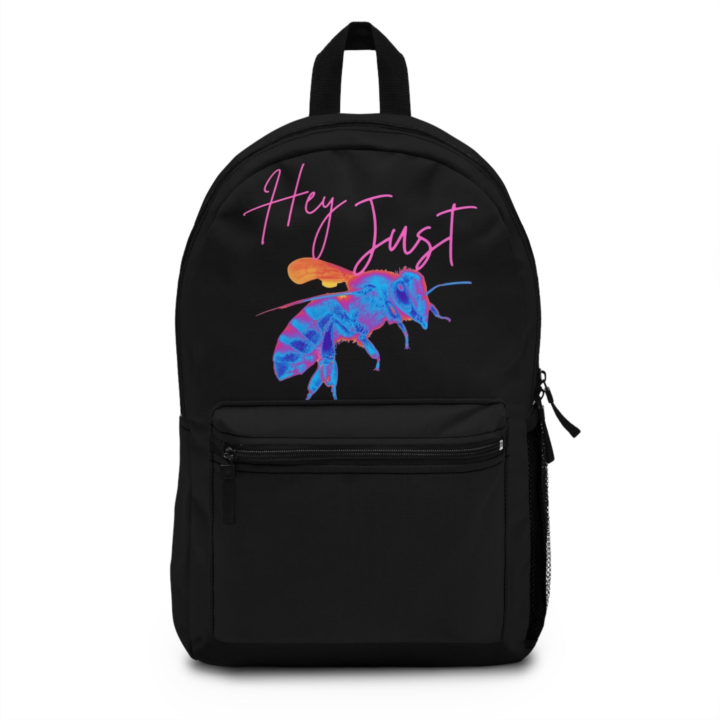 Hey Just Bee (Neon) Black Backpack