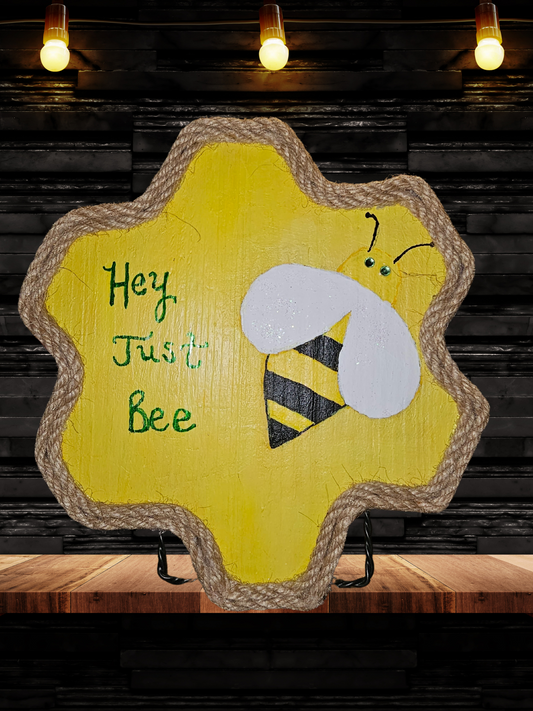 Hey Just Bee Honeycomb Plaque